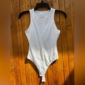 Everlane Supima Cotton Bodysuit White XS Sleeveless Crew Neck
